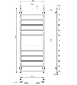 Сушка для рушників водяна Deffi Класик П13 500х1400 бічне праве підключення чорний C.DK.140.50.13.B.C