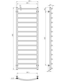 Сушка для рушників водяна Deffi Класик П14 500х1500 бічне ліве підключення чорний C.DK.150.50.14.B.B