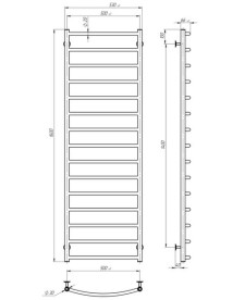 Полотенцесушитель водяной Deffi Классик П15 500х1600 боковое правое подключение хром C.DK.160.50.15.C.C