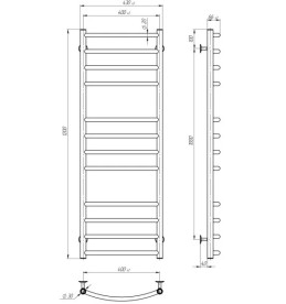 Сушка для рушників водяна Deffi Класик Еліт П12 400х1200 бічне праве підключення білий C.KE.120.40.12.W.C