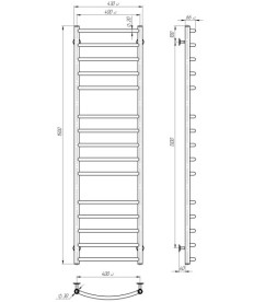 Полотенцесушитель водяной Deffi Классик Элит П15 400х1500 нижнее подключение белый C.KE.150.40.15.W.A
