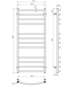 Полотенцесушитель водяной Deffi Классик Элит П12 500х1200 боковое правое подключение хром C.KE.120.50.12.C.C