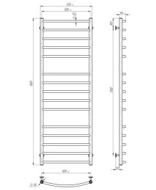 Полотенцесушитель водяной Deffi Классик Элит П15 500х1500 боковое левое подключение черный C.KE.150.50.15.B.B