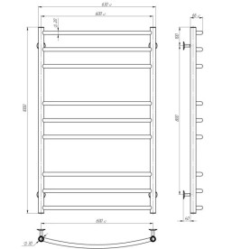 Сушка для рушників водяна Deffi Класик Еліт П9 600х1000 бічне праве підключення білий C.KE.100.60.9.W.C