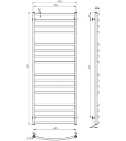 Полотенцесушитель водяной Deffi Классик Элит П16 600х1600 нижнее подключение хром C.KE.160.60.16.C.A