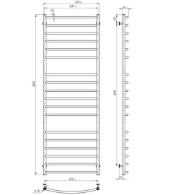 Сушка для рушників водяна Deffi Класик Еліт П18 600х1800 бічне ліве підключення білий C.KE.180.60.18.W.B