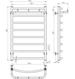 Полотенцесушитель водяной Deffi Классик N П8 500х800 боковое правое подключение черный C.KN.80.50.8.B.C