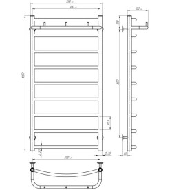 Полотенцесушитель водяной Deffi Классик N П8 500х1000 боковое левое подключение хром C.KN.100.50.9.C.B