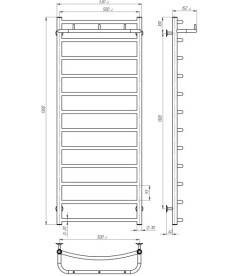 Полотенцесушитель водяной Deffi Классик N П12 500х1300 боковое левое подключение хром C.KN.130.50.12.C.B