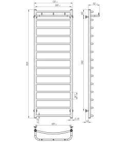Сушка для рушників водяна Deffi Класик N П14 500х1500 бічне ліве підключення чорний C.KN.150.50.14.B.B