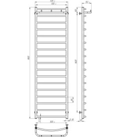 Сушка для рушників водяна Deffi Класик N П17 500х1800 бічне ліве підключення чорний C.KN.180.50.17.B.B