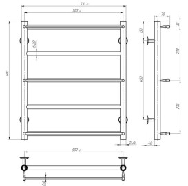 Полотенцесушитель водяной Deffi Ladder П5 500х600 нижнее подключение черный C.LK.60.50.5.B.A