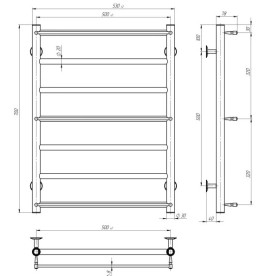 Сушка для рушників водяна Deffi Ladder П7 500х700 нижнє підключення чорний C.LK.70.50.7.B.A