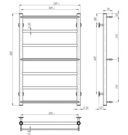 Полотенцесушитель водяной Deffi Ladder П7 500х800 нижнее подключение черный C.LK.80.50.7.B.A