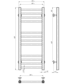 Полотенцесушитель водяной Deffi Lima П12 300х800 боковое правое подключение белый A.LI.80.30.12.W.C