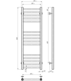 Сушка для рушників водяна Deffi Lima П15 300х1000 нижнє підключення білий A.LI.100.30.15.W.A