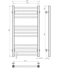 Сушка для рушників водяна Deffi Lima П12 400х800 нижнє підключення чорний A.LI.80.40.12.B.A