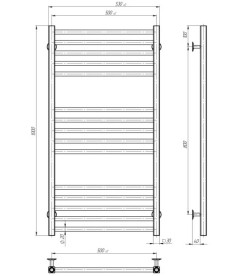 Полотенцесушитель водяной Deffi Lima П15 500х1000 нижнее подключение белый A.LI.100.50.15.W.A