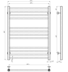 Сушка для рушників водяна Deffi Lima П12 600х800 нижнє підключення білий A.LI.80.60.12.W.A