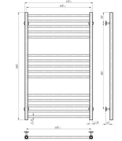 Сушка для рушників водяна Deffi Lima П15 600х1000 бічне ліве підключення чорний A.LI.100.60.15.B.B