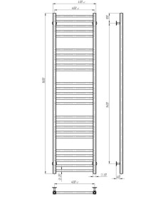 Сушка для рушників водяна Deffi Lima П25 400х1600 нижнє підключення хром A.LI.160.40.25.C.A