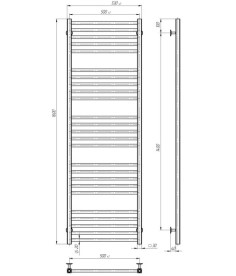 Полотенцесушитель водяной Deffi Lima П25 500х1600 боковое левое подключение белый A.LI.160.50.25.W.B