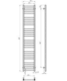 Сушка для рушників водяна Deffi Lima П30 300х1800 бічне праве підключення білий A.LI.180.30.30.W.C