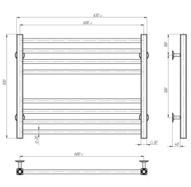Сушка для рушників водяна Deffi Lima П8 600х500 нижнє підключення хром A.LI.50.60.8.C.A