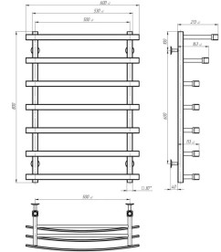 Полотенцесушитель водяной Deffi Lotos П7 400х800 боковое правое подключение черный A.LO.80.40.7.B.C