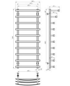 Сушка для рушників водяна Deffi Lotos П10 400х1200 бічне праве підключення чорний A.LO.120.40.10.B.C