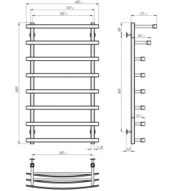 Сушка для рушників водяна Deffi Lotos П8 500х1000 нижнє підключення хром A.LO.100.50.8.C.A