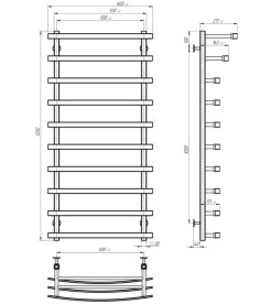 Полотенцесушитель водяной Deffi Lotos П10 500х1200 боковое правое подключение хром A.LO.120.50.10.C.C