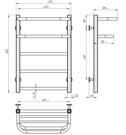 Полотенцесушитель водяной Deffi Lux Hotel П5 400х600 боковое правое подключение черный A.LH.60.40.5.B.C