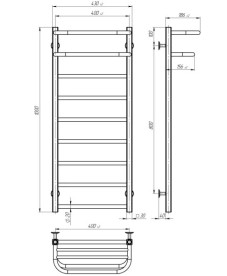 Сушка для рушників водяна Deffi Lux Hotel П9 400х1000 бічне праве підключення хром A.LH.100.40.9.C.C