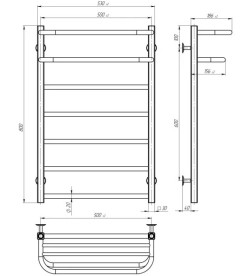 Сушка для рушників водяна Deffi Lux Hotel П7 500х800 бічне праве підключення хром A.LH.80.50.7.C.C