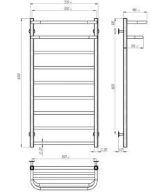 Полотенцесушитель водяной Deffi Lux Hotel П9 500х1000 боковое правое подключение черный A.LH.100.50.9.B.C