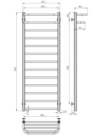 Сушка для рушників водяна Deffi Lux Hotel П13 500х1400 нижнє підключення чорний A.LH.140.50.13.B.A