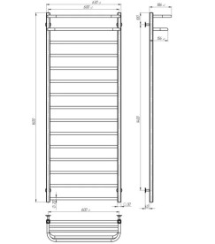 Сушка для рушників водяна Deffi Lux Hotel П15 600х1600 нижнє підключення чорний A.LH.160.60.15.B.A