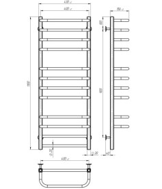 Сушка для рушників водяна Deffi Lux П12 400х1100 бічне праве підключення хром A.LU.110.40.12.C.C