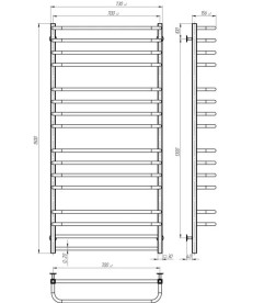 Сушка для рушників водяна Deffi Lux П16 700х1500 бічне праве підключення чорний A.LU.150.70.16.B.C