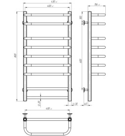 Сушка для рушників водяна Deffi Lux П9 400х800 бічне ліве підключення хром A.LU.80.40.9.C.B