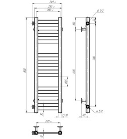 Полотенцесушитель водяной Deffi Magnus П12 200х800 боковое левое подключение хром A.MA.80.20.12.C.B