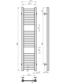 Сушка для рушників водяна Deffi Magnus П15 200х1000 нижнє підключення білий A.MA.100.20.15.W.A