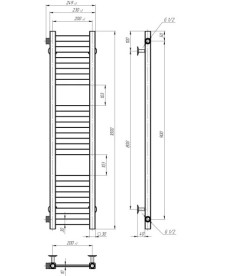 Сушка для рушників водяна Deffi Magnus П15 200х1000 бічне ліве підключення чорний A.MA.100.20.15.B.B