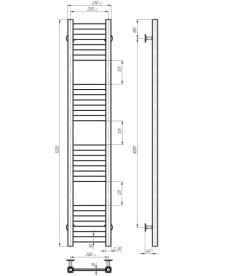 Полотенцесушитель водяной Deffi Magnus П16 200х1200 нижнее подключение белый A.MA.120.20.16.W.A