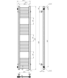 Сушка для рушників водяна Deffi Magnus П16 200х1200 бічне ліве підключення чорний A.MA.120.20.16.B.B