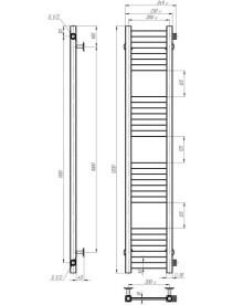 Сушка для рушників водяна Deffi Magnus П16 200х1200 бічне праве підключення чорний A.MA.120.20.16.B.C