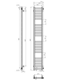 Полотенцесушитель водяной Deffi Magnus П20 200х1600 боковое правое подключение черный A.MA.160.20.20.B.C