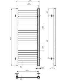 Полотенцесушитель водяной Deffi Magnus П12 300х800 нижнее подключение черный A.MA.80.30.12.B.A