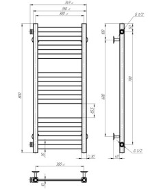 Сушка для рушників водяна Deffi Magnus П12 300х800 бічне ліве підключення хром A.MA.80.30.12.C.B